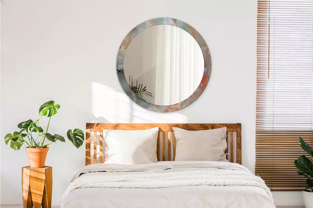 Oglindă cu decor rotundă Marmură onix