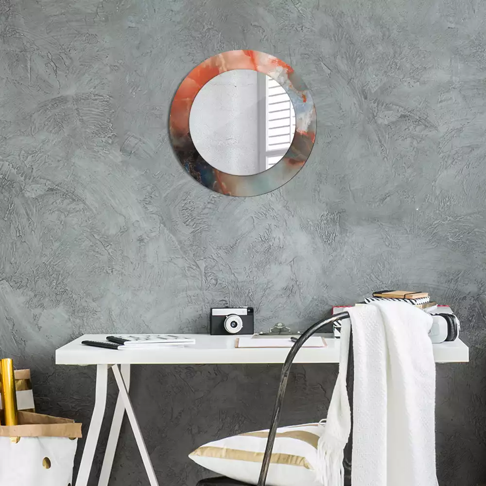 Oglindă cu decor rotundă Marmură onix