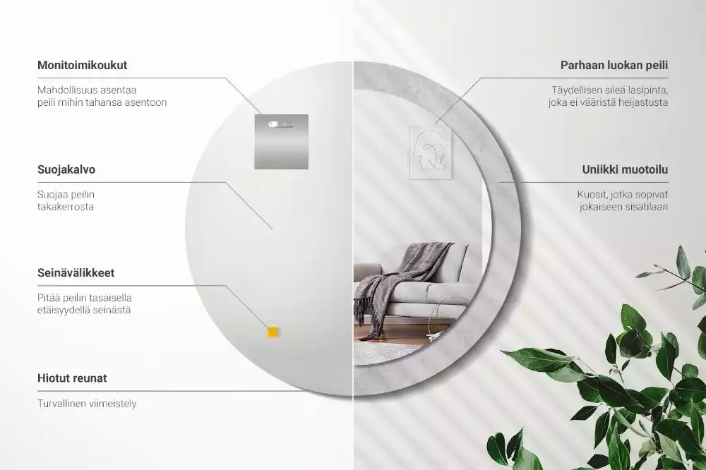 Oglindă cu decor rotundă Textură beton