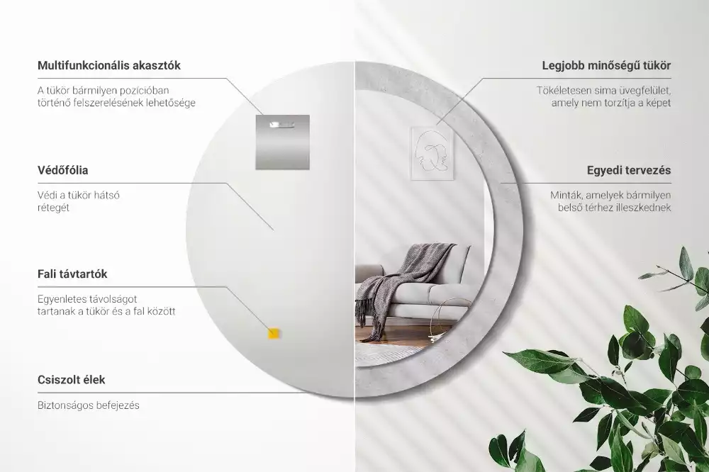 Oglindă cu decor rotundă Textură beton