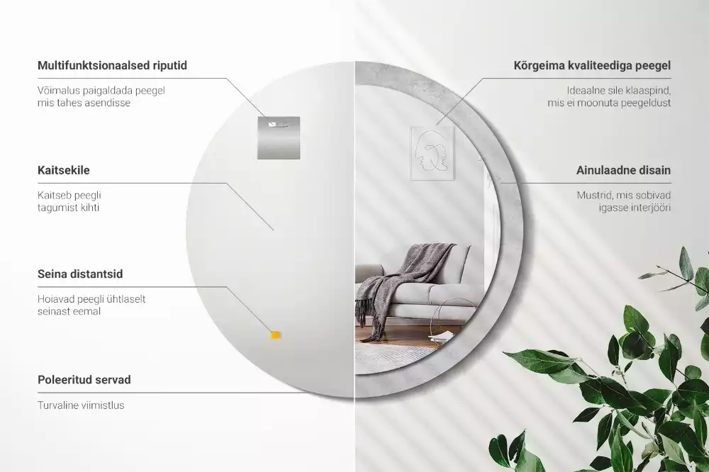 Oglindă cu decor rotundă Textură beton