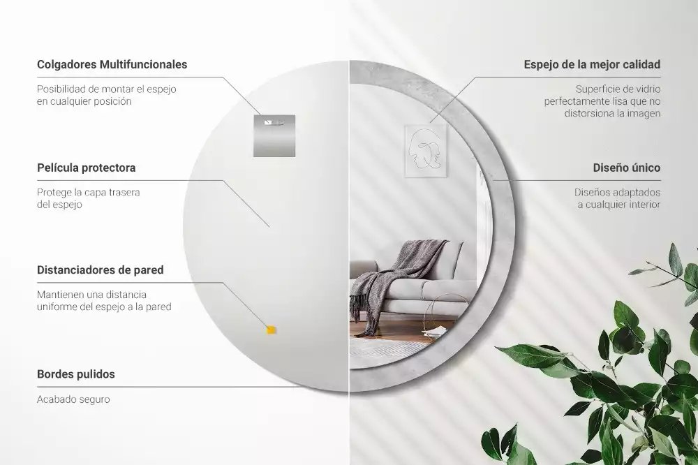 Oglindă cu decor rotundă Textură beton