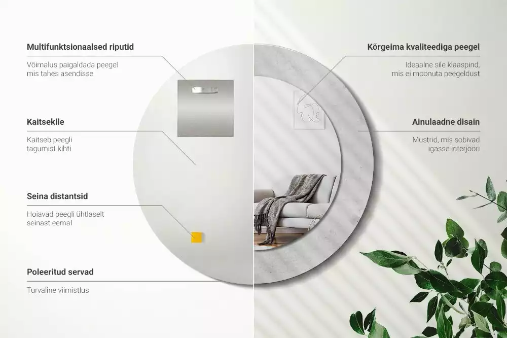 Oglindă cu decor rotundă Textură beton