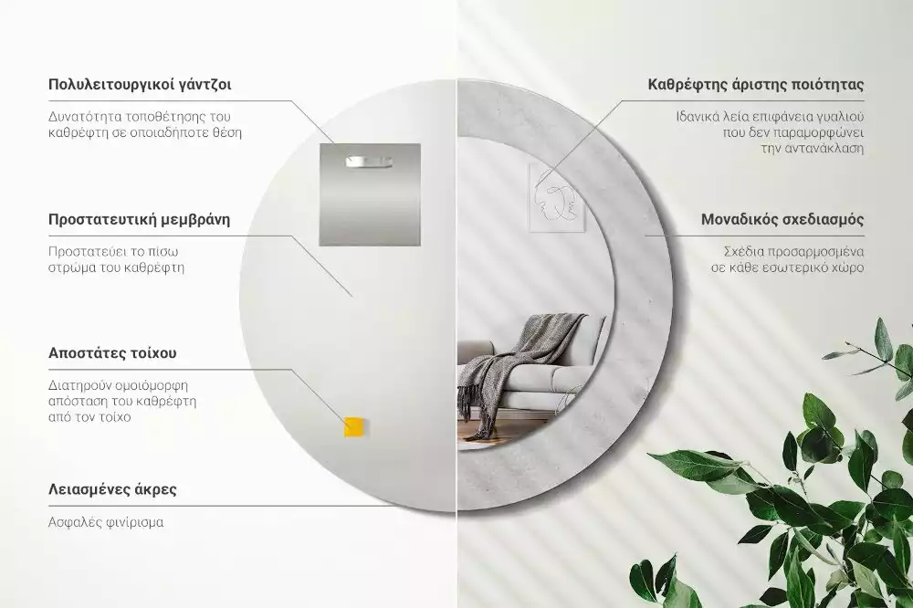 Oglindă cu decor rotundă Textură beton