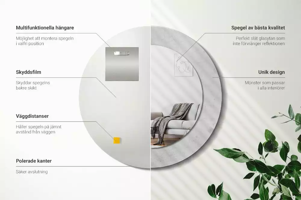 Oglindă cu decor rotundă Textură beton