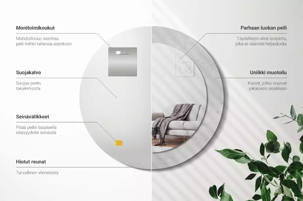 Oglindă cu decor rotundă Textură beton