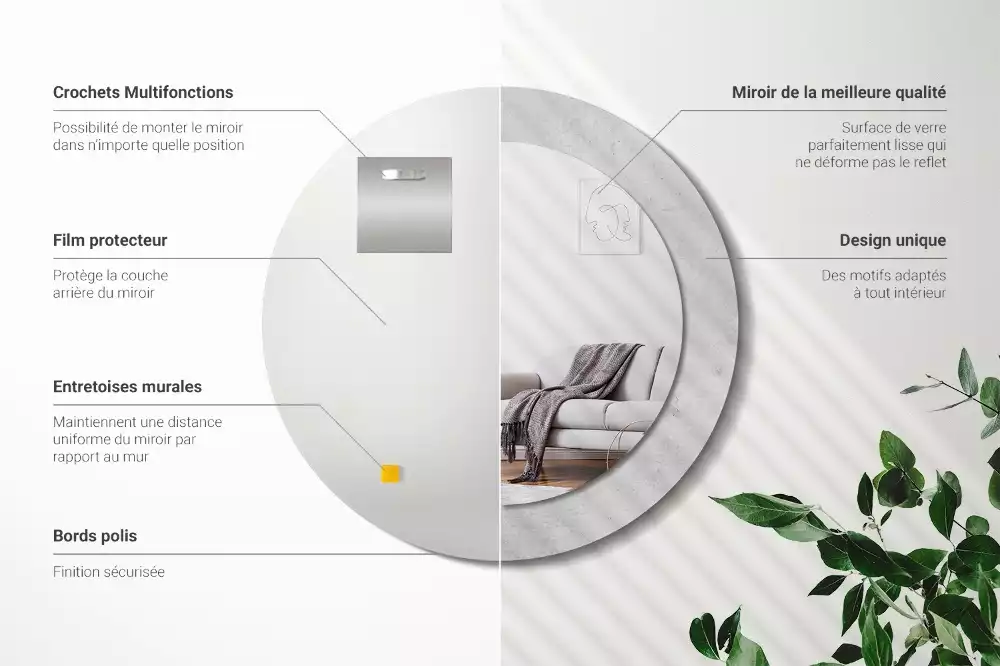 Oglindă cu decor rotundă Textură beton