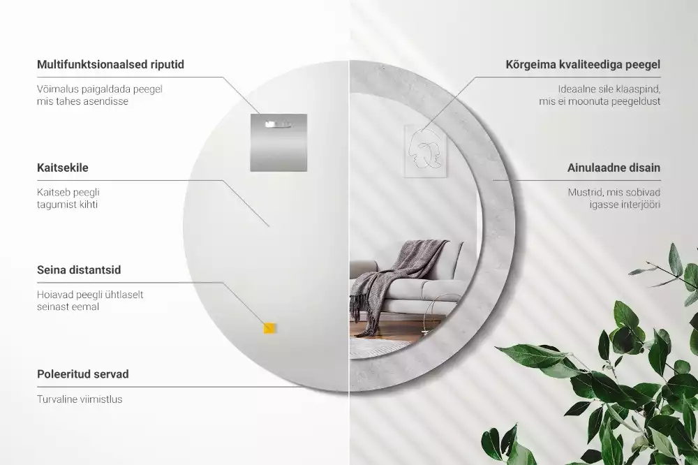 Oglindă cu decor rotundă Textură beton