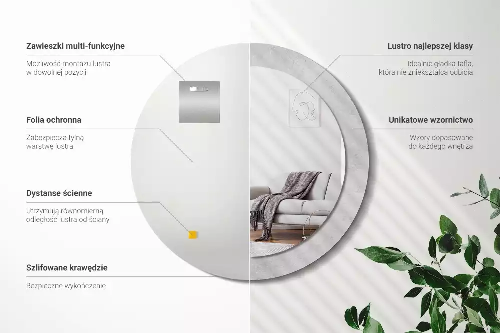 Oglindă cu decor rotundă Textură beton