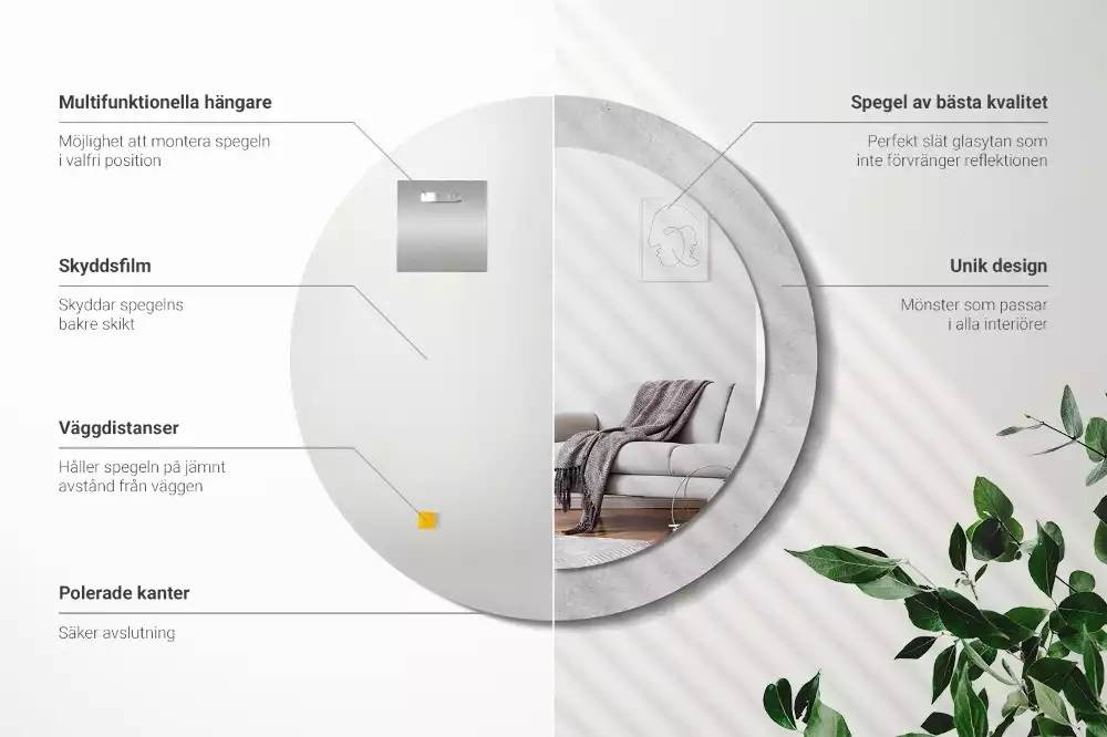 Oglindă cu decor rotundă Textură beton