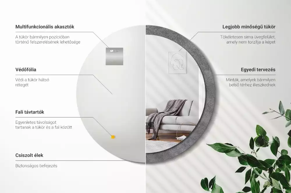 Oglindă rotundă imprimată Textură de beton