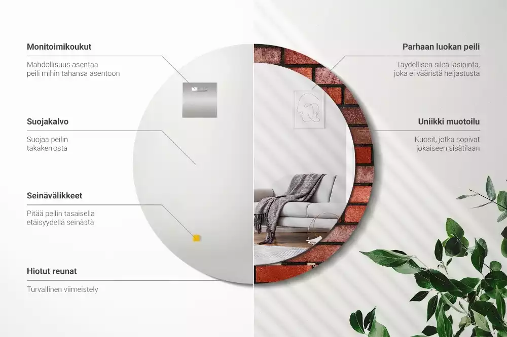 Oglindă cu decor rotundă Cărămidă roșie