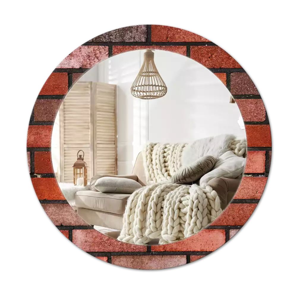 Oglindă cu decor rotundă Cărămidă roșie