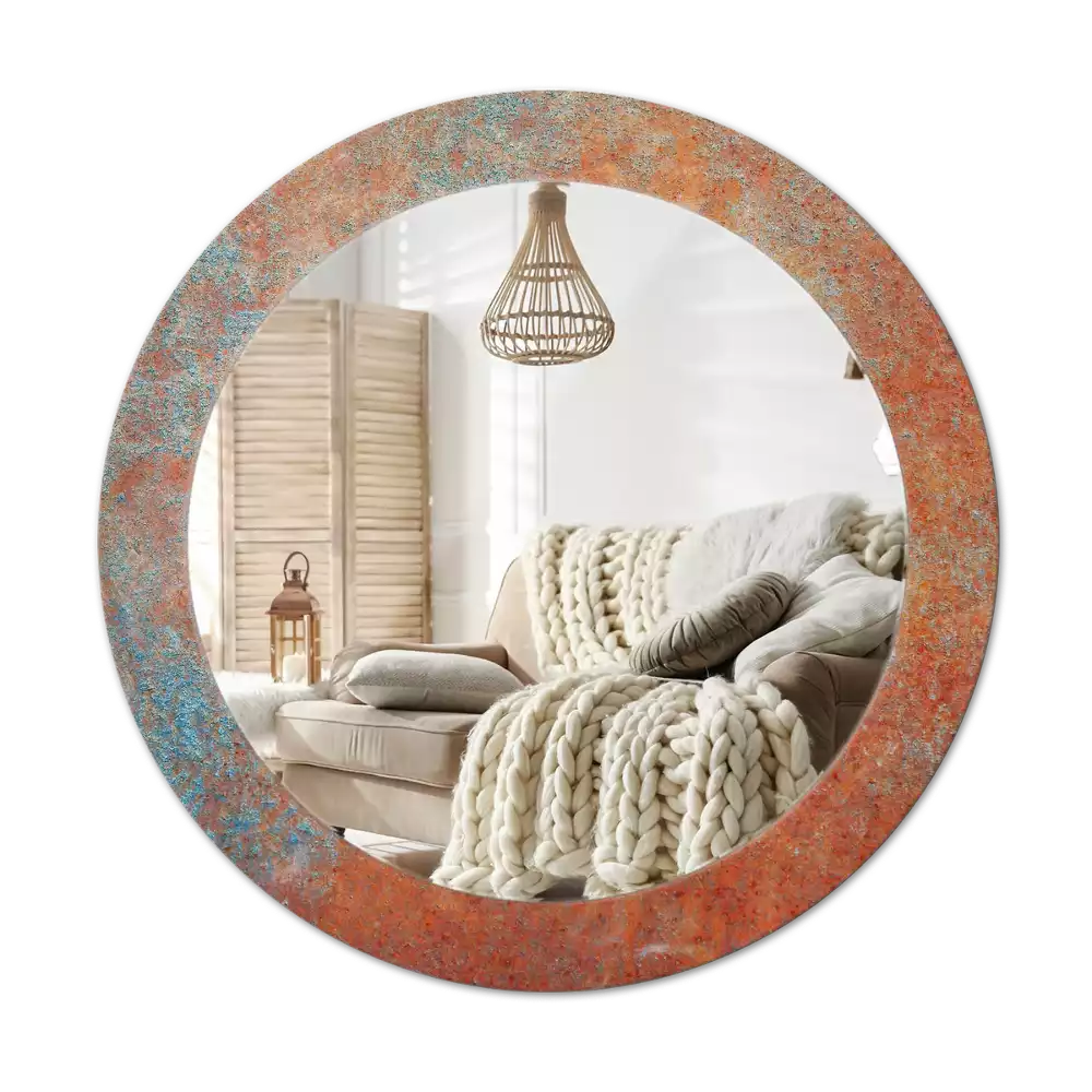 Oglindă rotundă imprimată Metal ruginit