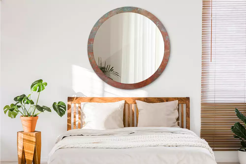 Oglindă rotundă imprimată Metal ruginit