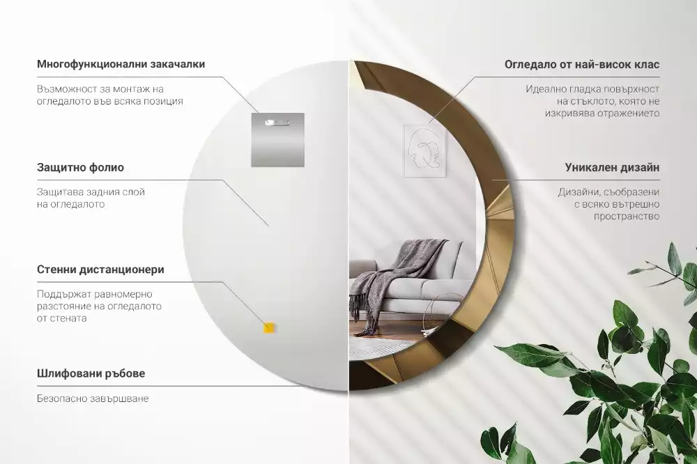 Oglindă cu decor rotundă Abstracție modernă