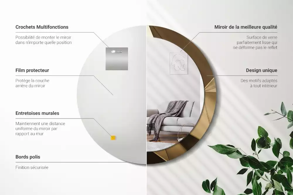 Oglindă cu decor rotundă Abstracție modernă