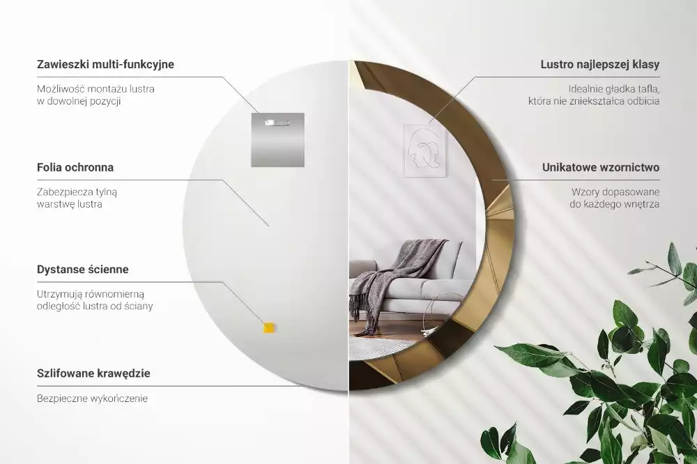 Oglindă cu decor rotundă Abstracție modernă