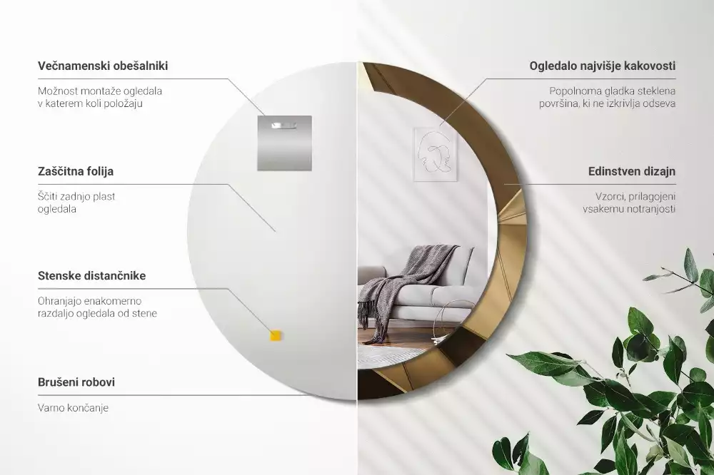 Oglindă cu decor rotundă Abstracție modernă