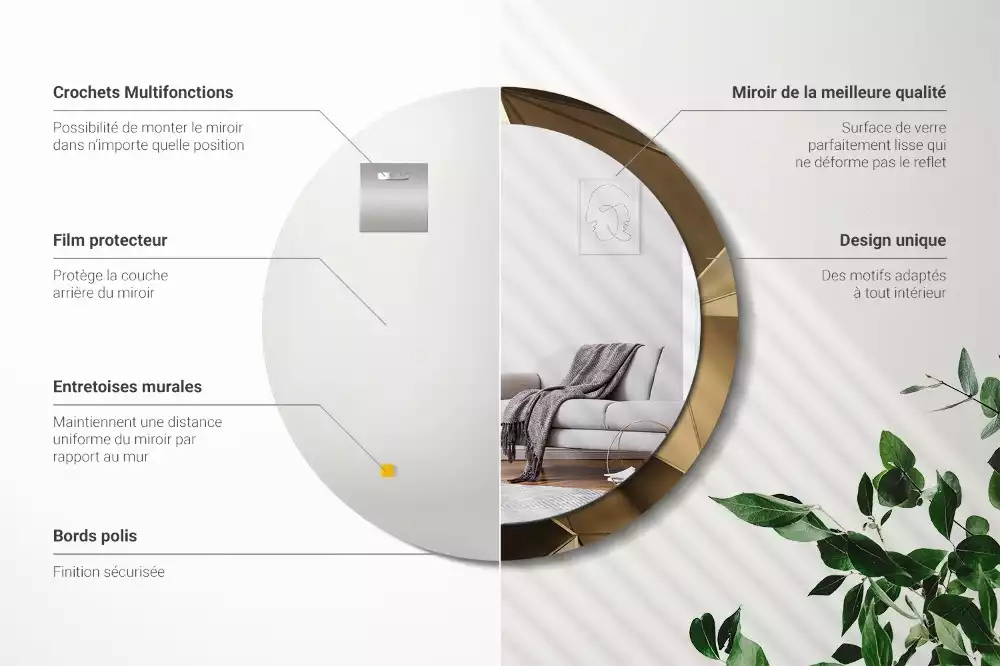 Oglindă cu decor rotundă Abstracție modernă