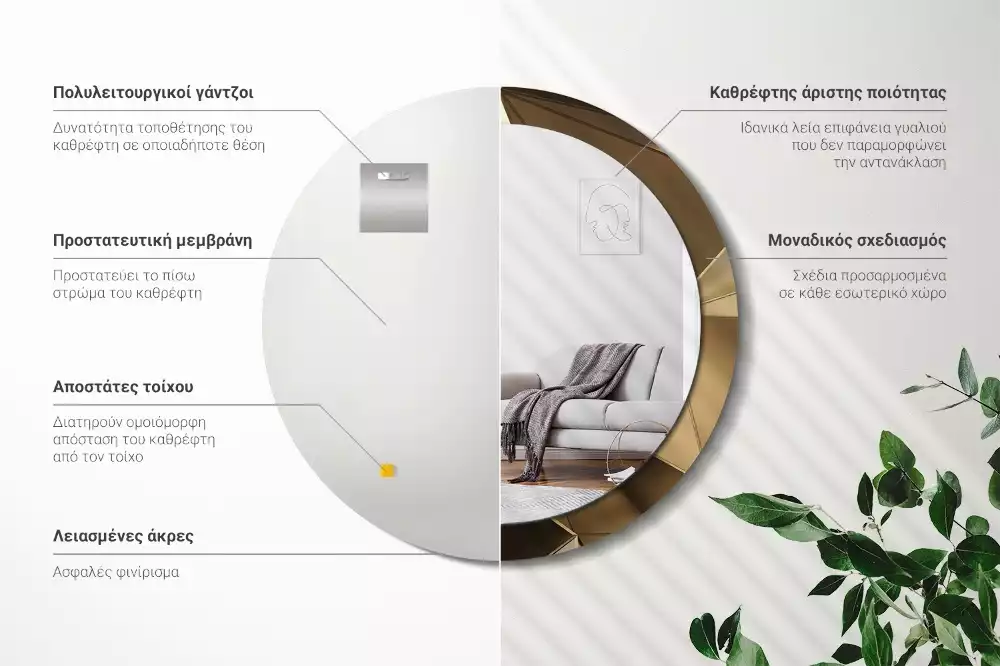 Oglindă cu decor rotundă Abstracție modernă