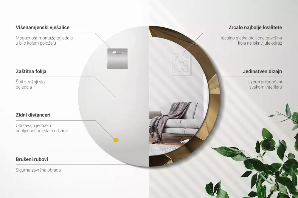 Oglindă cu decor rotundă Abstracție modernă