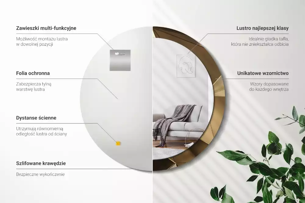 Oglindă cu decor rotundă Abstracție modernă