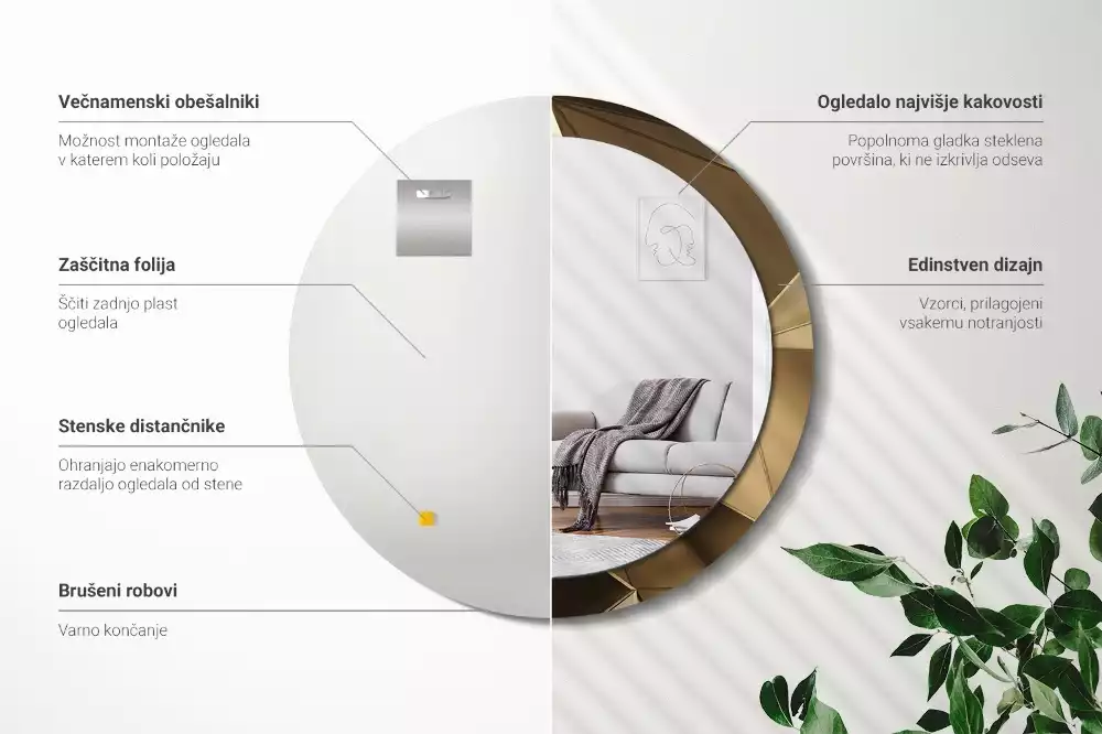 Oglindă cu decor rotundă Abstracție modernă