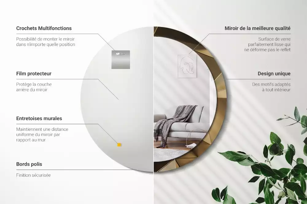 Oglindă cu decor rotundă Abstracție modernă