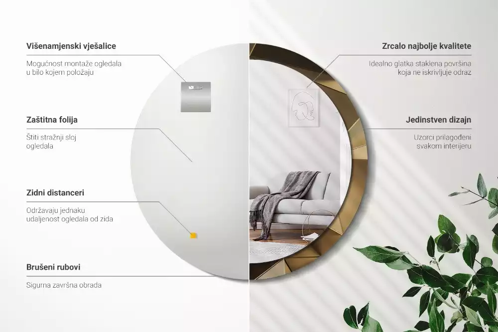 Oglindă cu decor rotundă Abstracție modernă