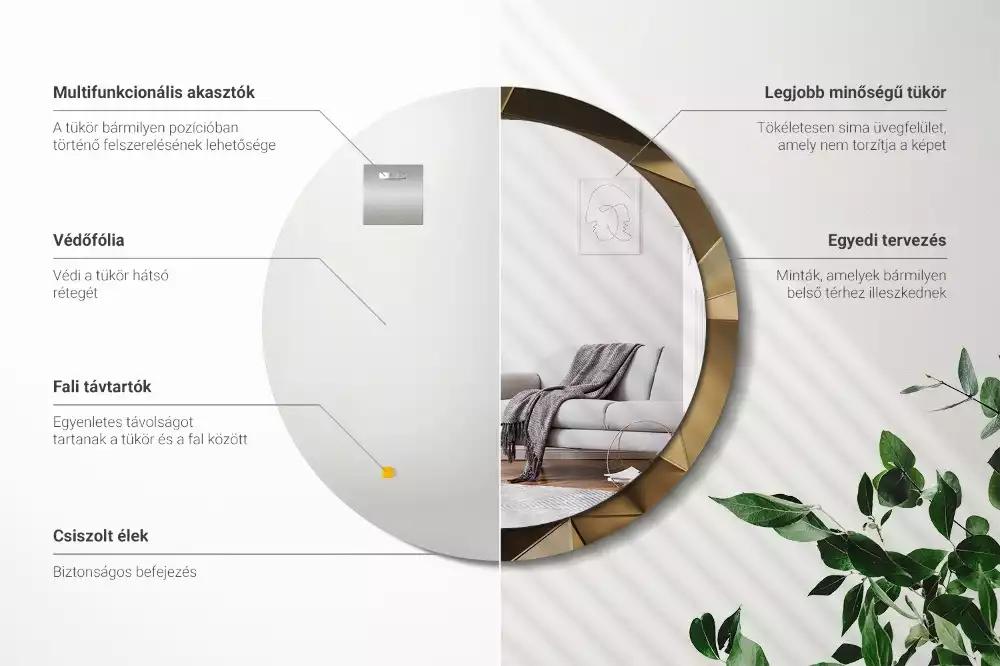 Oglindă cu decor rotundă Abstracție modernă