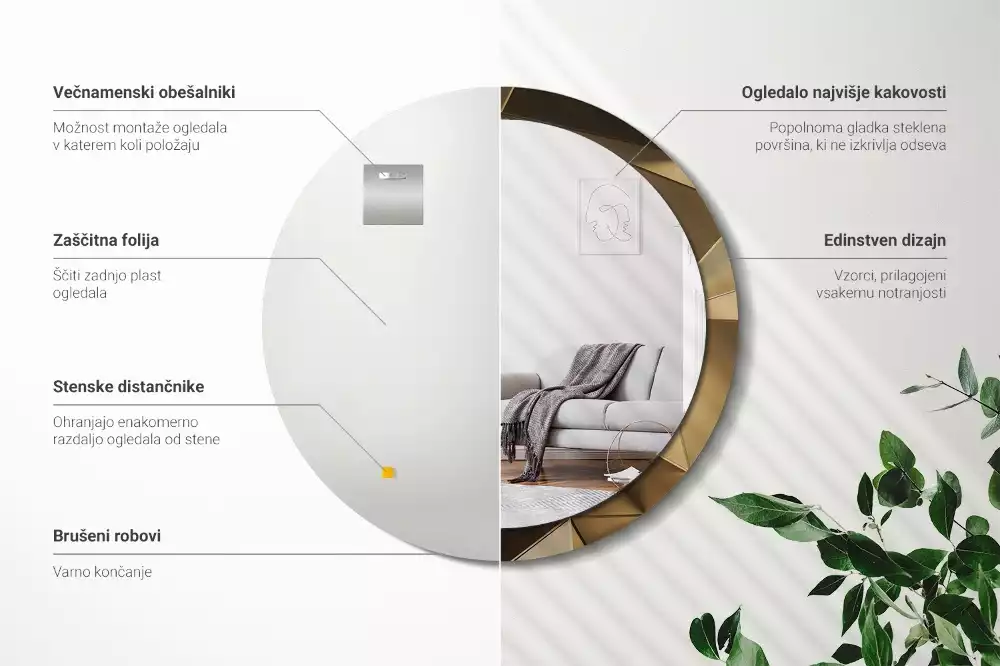 Oglindă cu decor rotundă Abstracție modernă