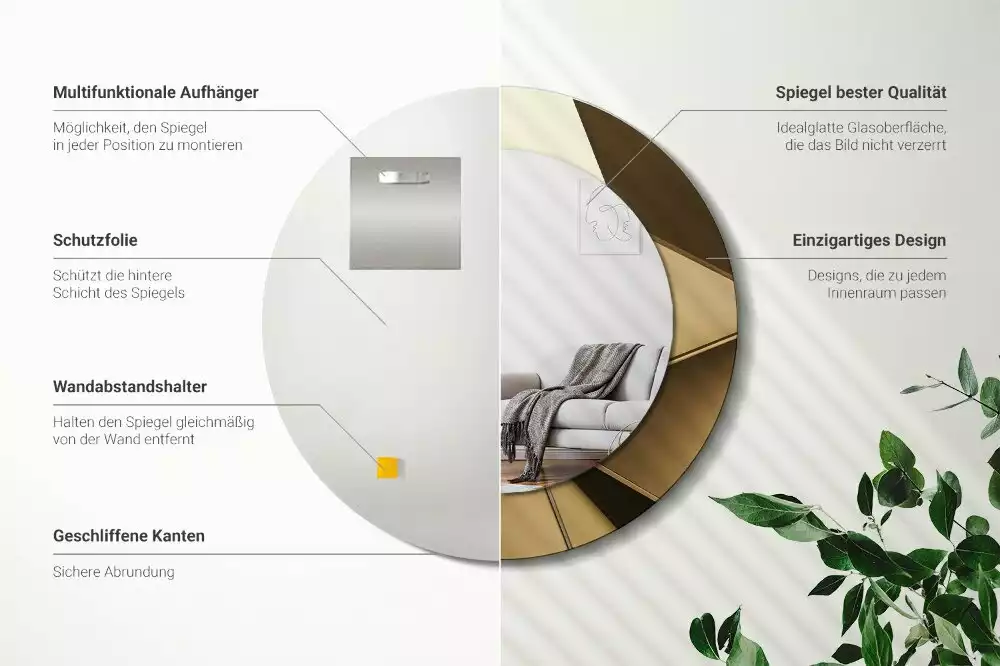 Oglindă cu decor rotundă Abstracție modernă