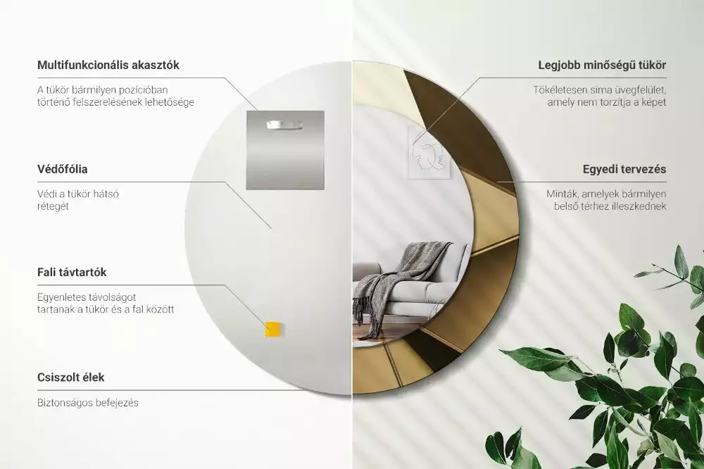 Oglindă cu decor rotundă Abstracție modernă