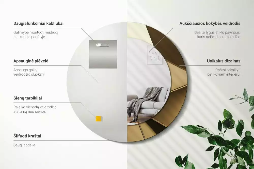 Oglindă cu decor rotundă Abstracție modernă