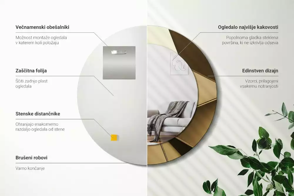 Oglindă cu decor rotundă Abstracție modernă
