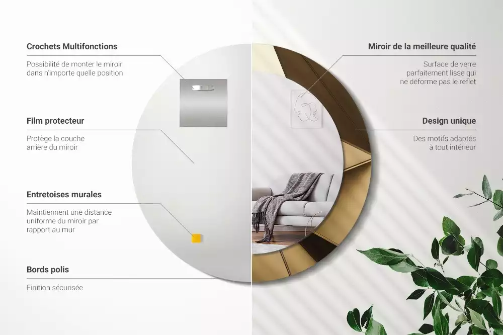 Oglindă cu decor rotundă Abstracție modernă