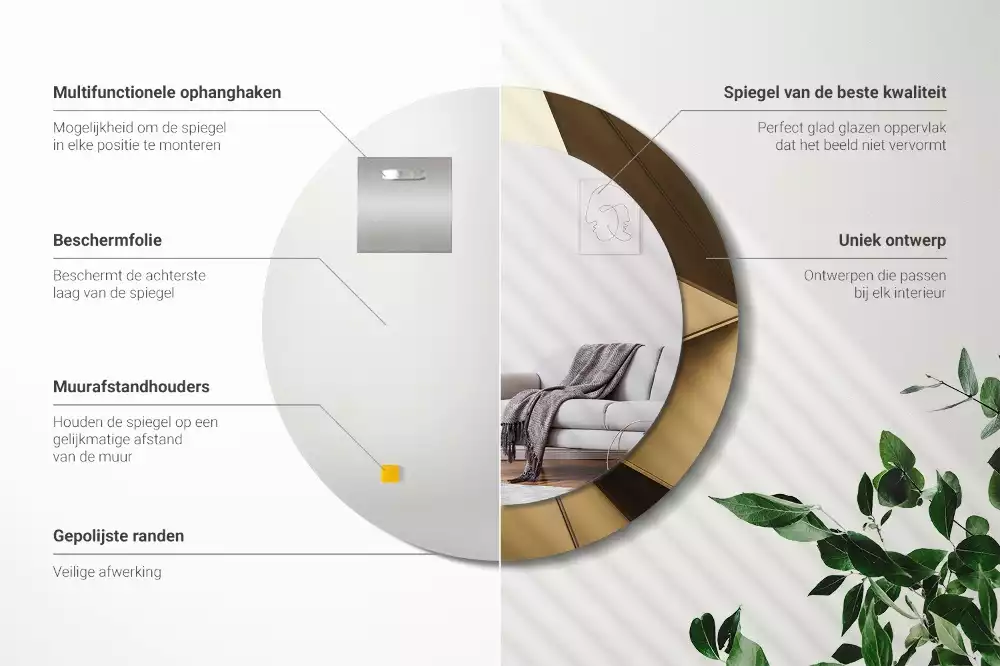 Oglindă cu decor rotundă Abstracție modernă