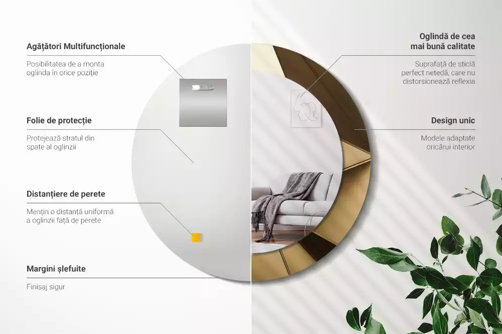 Oglindă cu decor rotundă Abstracție modernă