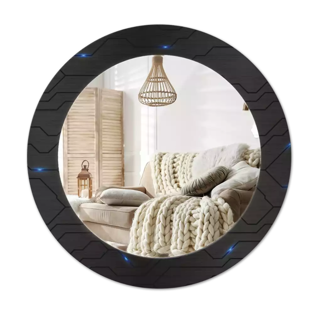 Oglindă cu decor rotundă Abstracție futuristă