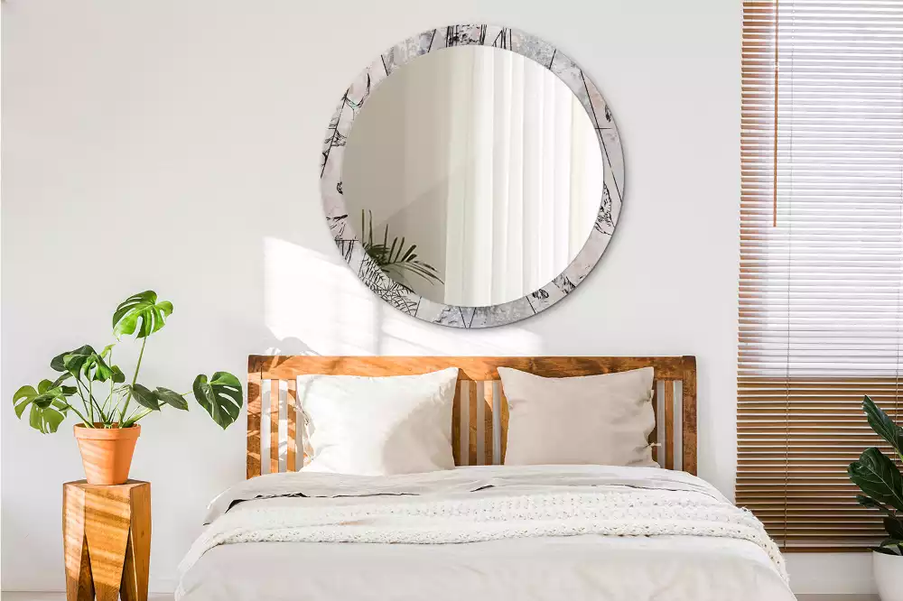 Oglindă rotundă imprimată Abstracție cu animale