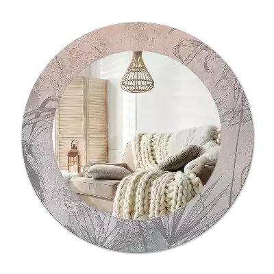 Oglindă cu decor rotundă Flori tropicale