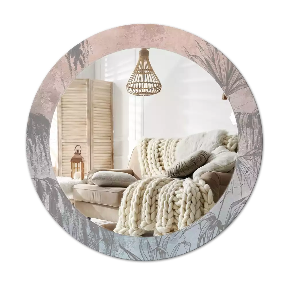 Oglindă cu decor rotundă Flori tropicale