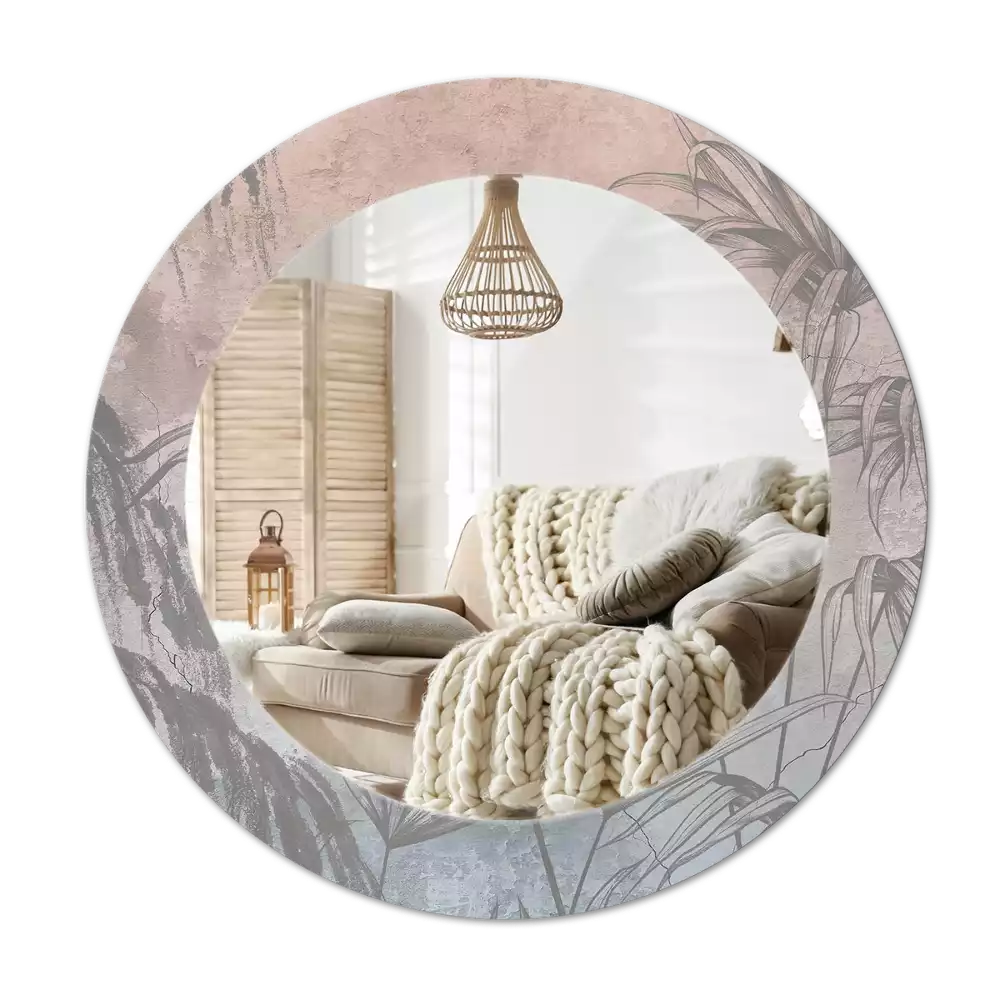 Oglindă cu decor rotundă Flori tropicale