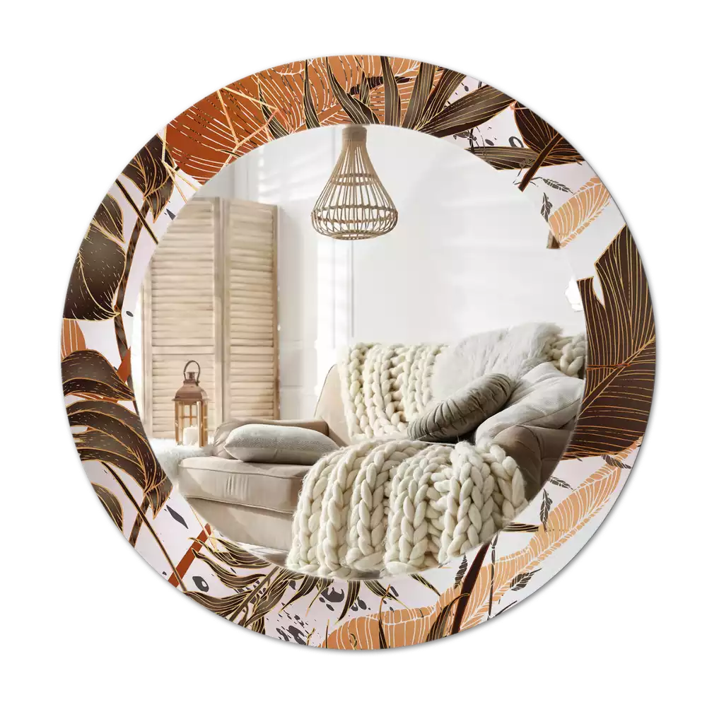 Oglindă rotundă imprimată Frunze de palmier