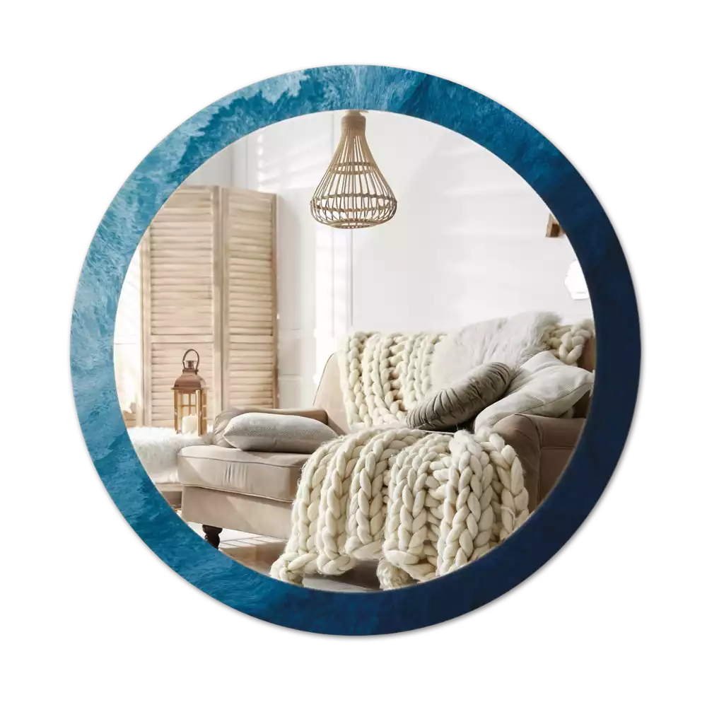 Oglindă rotundă ramă cu imprimeu Artă abstractă