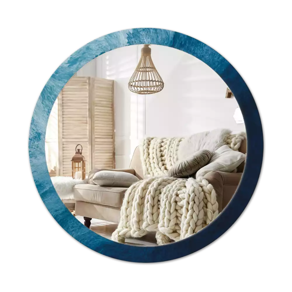 Oglindă rotundă ramă cu imprimeu Artă abstractă