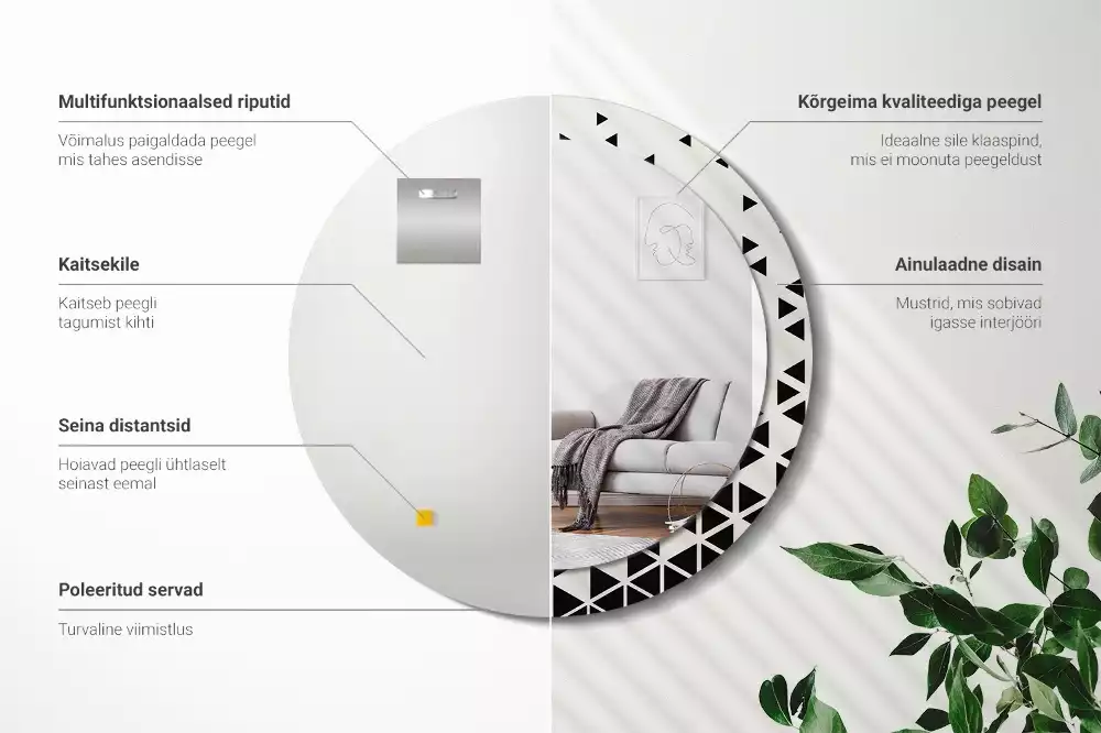 Oglindă rotundă imprimată Abstracție geometrică