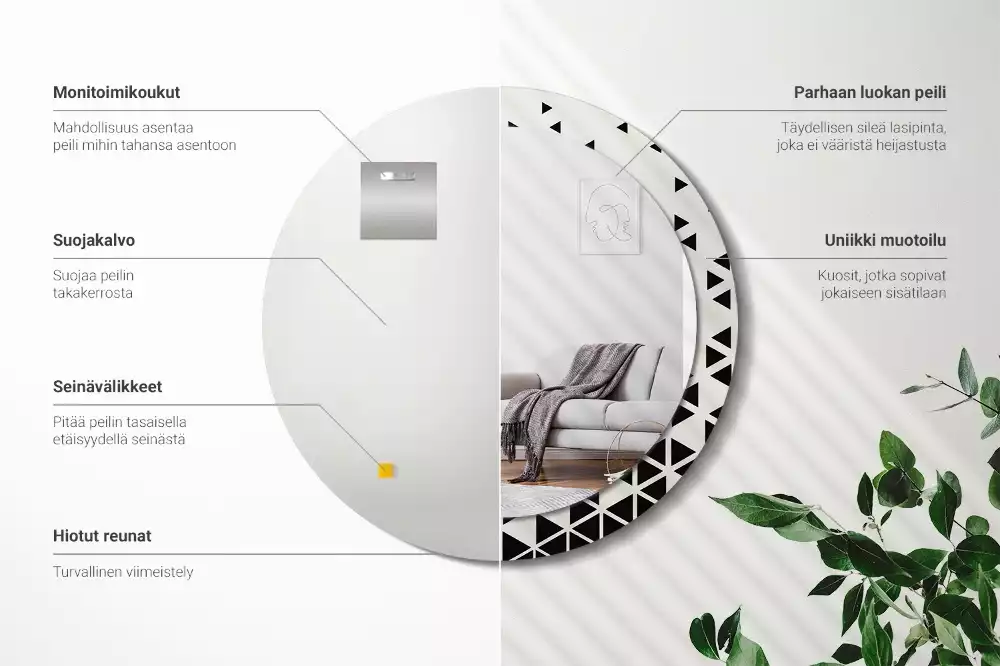 Oglindă rotundă imprimată Abstracție geometrică