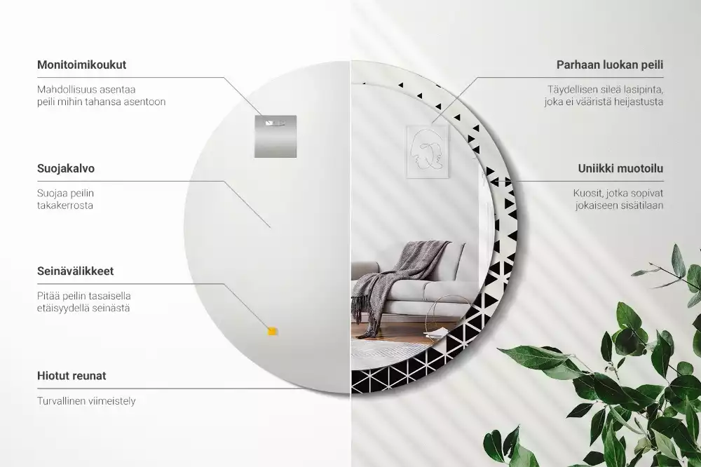 Oglindă rotundă imprimată Abstracție geometrică